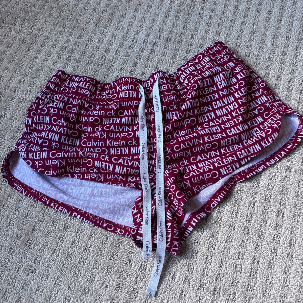 Calvin Klein Burgundy Logo pajama Lounge Shorts